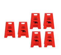Lmrysalque 6PCS Cat Vomit Caution Signs Plastic Multifunctional Obvious Funny Cats Vomits Warning Sign for Indoor (Red)