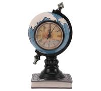 Lmrysalque Globe Clock Decorative Desk Ornament Resin World Map Clock with Coin Saving Bank for Children Bedroom (Blue)