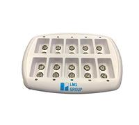 LMS 10-Bay 9V Smart Battery Charger Universal Maintenance Station for 10pcs. NiMH 9 Volt Rechargeable Batteries (Overcharge Protection, Trickle Charge When Full)