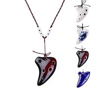 L'MS 6 Hole Ceramic Strawfire Mini Ocarina Legend of Zelda Triforce Design with Free Tutorial Songbook (Coffee)