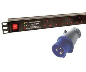 Lms Data 1u 10 way vertical 13A switched PDU > 16AMP Commando Plug