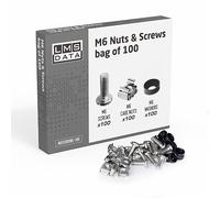 LMS Data M6 Cage Nuts, Bolts and Washers Kit - for Patch Panel Rack Mount Equipment Data Network Cabinets Size 19 Inch and 10 Inch (100, Nickle)