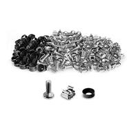 LMS DATA M6 Cage Nuts, Bolts and Washers Kit - For Rack Mount Equipment installation on Network cabinets (20 pack, Nickle), Black