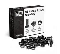 LMS Data M6 Cage Nuts, Bolts and Washers Kit - For Rack Mount Equipment installation on Network cabinets (20 pack, Black)