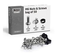 LMS Data M6 Cage Nuts Screws and Washers Set -Assortment Nuts and Bolts Kit for Rack Mount Data Cabinets, Server Shelves Fixing and Installation (Nickle, 50)