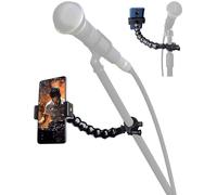 LMS Mic Stand Phone Holder, Phone Holder for Microphone Stand with Flexible Gooseneck, Music Stand Phone Holder Mount for Singing, Adjustable Mic Stand Cell Phone Holder for iPhone Samsung Pixel