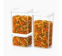 LMSAWK 3 Pcs Cereal Storage Containers, Stacking Kitchen Storage Containers, Clear Airtight Dry Food Containers with Lids, for Storing Grains, Flour, Coffee Beans, Pasta, Etc