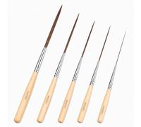 LMSAWK 5 PCS Long Liner Paint Brush Set, Ox Hair Detail Brushes with Ultra Fine Tips for Pinstriping, Outlining, Tracing, Watercolour, Acrylic and Oil