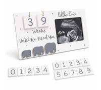 LMSAWK Baby Scan Photo Frame, Wooden Ultrasound Picture Frame with Countdown Weeks, Pregnancy Keepsake Gift for Mum to Be and Baby Announcement