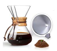 LMSAWK Over Glass Coffeemaker, Manual Coffee Dripper Brewer, Glass Pour Over Coffee Maker, With Filter, Dishwasher Compatible, 3 Cups, 400ml