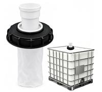 LMSAWK Straight IBC Lid Filter Cover 163mm, Plastic Ton Barrel Cover with Washable Nylon Filter, IBC Tote Hose Adapter, Water Tank Lid Cap for Rainwater Tank, IBC Tank Container Accessories