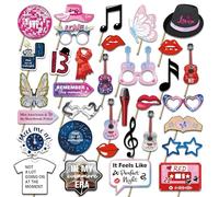 LMSHOWOWO 34PCS TS Photo Booth Props, Taylor Birthday Decorations Props, Music Lyrics Photo Booth Props, Singer Party Decorations for Boys Girls Music Lover, Celebrity Concert Birthday Party Favors