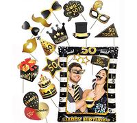 LMSHOWOWO 50th Birthday Photo Booth Props and Black Gold Inflatable Photo Booth Frame, Giant Party Selfie Frame, Personalised Funny Selfie Props, 50th Birthday Decorations Gifts for Men Women