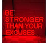 LMSIGNLY Be Stronger Than Your Excuses Neon Sign for Wall Decor Gym Neon Light Sign Red Letter Neon Light Dimmable LED Sign for Gym Room Fitness Club Gamer Room