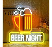 LMSIGNLY Beer Night Neon Sign Beer Bar Neon Signs for Man Cave Bar Decor Yellow White Beer Glass Neon Light Bar Neon Sign Wall Art for Bedroom Beer Pub Man Cave Restaurant Party Decor