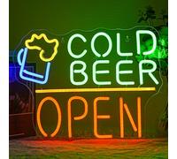 LMSIGNLY Cold Beer Neon Sign Open Neon Sign for Beer Wall Decor Neon Beer Light for Bar Pub Cheer LED Sign for Man Cave Home Store Bar Party Bistro Wall Decoration