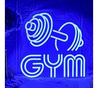LMSIGNLY Dumbbell Neon Sign Barbell Gym Neon Signs Gym Letter Neon Light Gym Blue Barbell Neon Light Sign for Sports Room, Decor Club,Party Bar,Fitness Club Decoration(13x13inch)