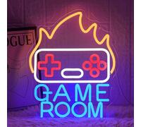 LMSIGNLY Game Room Neon Sign for Wall Decor Gamer Neon Light Flame Neon Light Sign Gaming LED Sign Blue Letter Neon Signs for Bedroom Teen Boys Bedroom Home Game Zone Competition Decor
