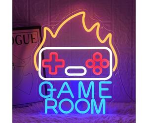 LMSIGNLY Game Room Neon Sign for Wall Decor Gamer Neon Light Flame Neon Light Sign Gaming LED Sign Blue Letter Neon Signs for Bedroom Teen Boys Bedroom Home Game Zone Competition Decor