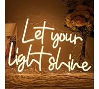 LMSIGNLY Let Your Light Shine Neon Sign for Wall Decor Warm White Letter Neon Light Dimmable Letter LED Signs for Bar Bedroom Religious Christian church Bussiness Wall Art Decor