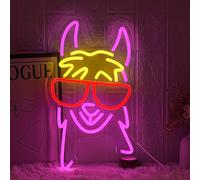 LMSIGNLY Llama With Red Glasses Neon Sign for Wall Decor Llama Neon Light Cool Animal Neon Light Sign Dimmable USB Powered Colorful LED Neon Sign for Bedroom Zoo Home Bar Pub Animal Lover Restaurant