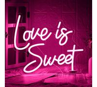 LMSIGNLY "Love is Sweet" Neon Sign Pink LED Neon Light Sign for Dessert Table Dimmable Neon Light for Wedding Decor Bridal Shower Engagement Bachelorette Party Decorations Valentine's Day Gift