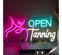 LMSIGNLY Open Tanning Neon Sign for Wall Decor Tanning LED Signs Dimmable Neon light Sign for Bedroom Neon Light With Dimmable Switch for Tanning Shop Bathroom Party Toilet