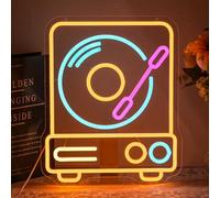 LMSIGNLY Record Player Neon Sign for Wall Decor Retro Music Record Neon Light Music Neon Light Sign Colorful Record Player LED Sign for Bedroom Music Classroom Concert Bar party