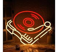 LMSIGNLY Record Player Neon Sign Retro Red Warm Music Record Neon Light Neon Signs Live Music Neon Light Sign for Bedroom Beer Bar Decoration