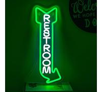 LMSIGNLY Restroom Neon Signs for Wall Decor Toilet Neon Sign Cool White Green Neon Light Up Signs Decoration for Bathroom Hotels,Bars, Hospitals, Homes and Other Places with Toilets(Right Arrow)