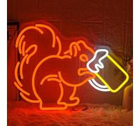 LMSIGNLY Squirrel Beer Neon Sign for Wall Decor Bar Neon Light Orange Squirrel Drinking Wine Led Light Animal LED Sign Dimmable LED Neon Light for Bar Bedroom Kidsroom Business Game Room