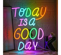 LMSIGNLY Today is a Good Day Neon Sign Letter Neon Light Colorful Words Neon Light Sign Motivation LED Light Sign for Bar Cafe Restaurant Office Living Room