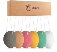 LMSMW Organic Konjac Cleansing Facial Sponges Gentle Exfoliating Konjac Sponge for Face Body Washing with Activated Charcoal, Natural Skincare Tools Suitable for Oily Dry Combination Sensitive Skin