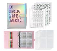 LMTNNB 100 Envelopes Money Saving Challenge Binder, Save 5050 Dollars 100 Day Envelope Challenge Binder with 100 Cash Envelopes, Tracker, and Stickers