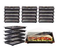 LMTNNB 20 Pack Buffet Catering Trays, 26 x 19cm Reusable Plastic Sandwich Platters Tray with Clear Lids Catering Trays for Party Food, Cake, Sushi