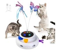 LMTNNB Interactive Toys for Cats, 3 in 1 Automatic Kitten Toy with Fluttering Butterfly, Moving Ambush, Feather Track Balls, USB Rechargeable Battery Powered, for Indoor Pets Exercise