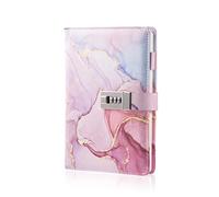LMTNNB Marble Diary with Lock for Girls and Women, A5 Leather Locked Journal for Teen Girls, Secret Cute Password Lock Notebooks with Pen Holder for Travel Diary Office Notepad