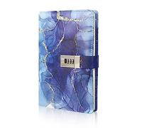 LMTNNB Marble Diary with Lock for Girls and Women, A5 Leather Locked Journal for Teen Girls, Secret Cute Password Lock Notebooks with Pen Holder for Travel Diary Office Notepad