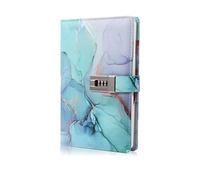 LMTNNB Marble Diary with Lock for Girls and Women, A5 Leather Locked Journal for Teen Girls, Secret Cute Password Lock Notebooks with Pen Holder for Travel Diary Office Notepad
