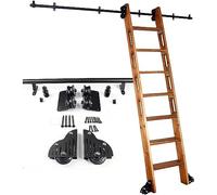 LMTYBOC 3.3Ft-20Ft Round Tube Sliding Library Hardware Rolling Full Set Track Kit(No Ladder), Rustic Black,Mobile Ladder Track for Library/Loft/Home/Indoor/13Ft/400Cm Track Kit