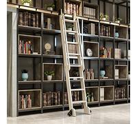LMTYBOC 3.3Ft-20Ft Round Tube Sliding Library Hardware Rolling Full Set Track Kit(No Ladder), Rustic Black,Mobile Ladder Track for Library/Loft/Home/Indoor/20Ft/600Cm Track Kit