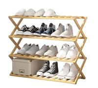 LMTYBOC Bamboo Shoe Rack - 4/5 Tier Foldable Open Shoe Storage Shelf, Portable Wooden Shoe Stand for Entryway, Closet, and Home - Stylish and Space-Saving Design