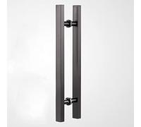LMTYBOC Black Flat Shape Glass Door Handles Front Door Knob 24inch Pull Handle for Interior Exterior Doors