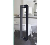LMTYBOC Black Stainless Steel Shower Door Handle, Full Polished Finish Push and Pull Glass Door Pull Handle, Tubular Barn Door Knob