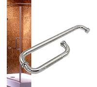 LMTYBOC Full Polished Finish Stainless Steel Glass Door Pull Knob Button | Modern Pull Push Shower Enclosure Door Handle | Bathroom Towel Bar