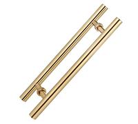 LMTYBOC Gold Sliding Glass Door Handle with Round Push Pulls 32inch Door Pull Handle for Bathroom Entry Front Door Yard Gate Easy Install Fitting and Stylish Design