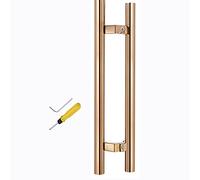 LMTYBOC Modern Barn Door Handles Brushed - Double Side Mounted,Stainless Steel Push Pull Door Handle for Glass Shower Door/Office/Front Wooden Doors, Interior Exterior Entry Door Handle/Rose Gold/60