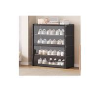 LMTYBOC Modern Flip-Down Shoe Rack Cabinet - Stylish Shoe Storage for Hallway - Space-Saving Footwear Stand - Black, 71x64cm - Ideal Shoe for Entryway and Home