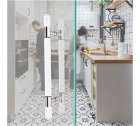 LMTYBOC Modern Push Pull Bar Handle,Clear Acrylic Shower Kitchen Door Handle,Sliding Glass Door Handles Round Tube Hardware for Door/Hotel/Coffee Shop (Color:Silver,Size:80cm/31