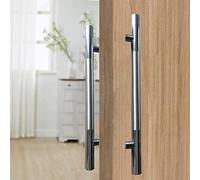 LMTYBOC Modern Rose Gold and Silver 60cm H Shape Sliding Barn Door Handle Stainless Steel Handle for Interior and Exterior Solid Doors Pull Push Handle for Shower Glass Doors